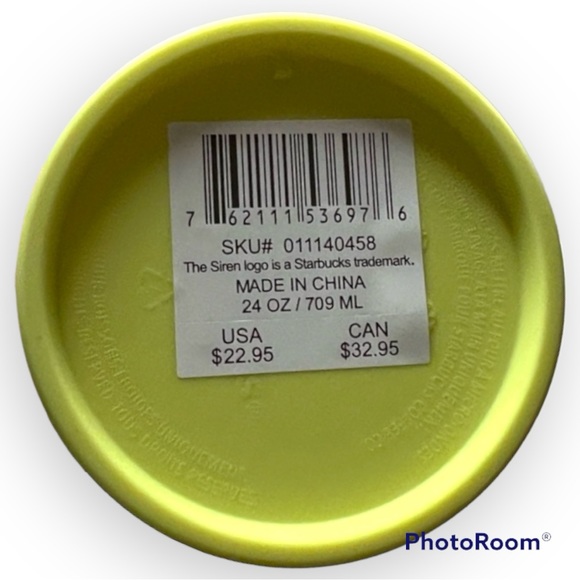 NWT Starbucks 24oz Screw Lid Straw Cold Cup YellowGreen Studded Grid Tumbler - Picture 8 of 10